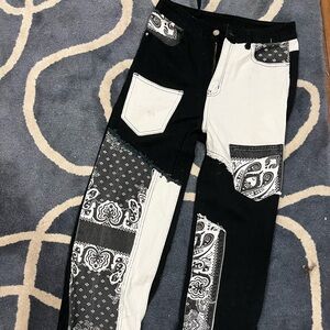 Upcycled patchwork jeans
